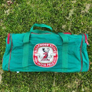 VINTAGE ALEXANDER KEITH'S India Pale Ale Duffel Bag LARGE Green Red Full Zip